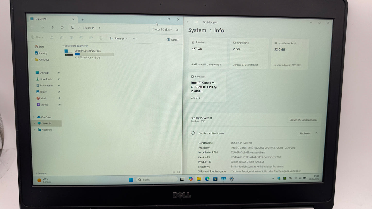 Dell Precision 7510, Intel i7, NVIDIA Quadro, 1TB SSD, FHD IPS, Win 11 Pro