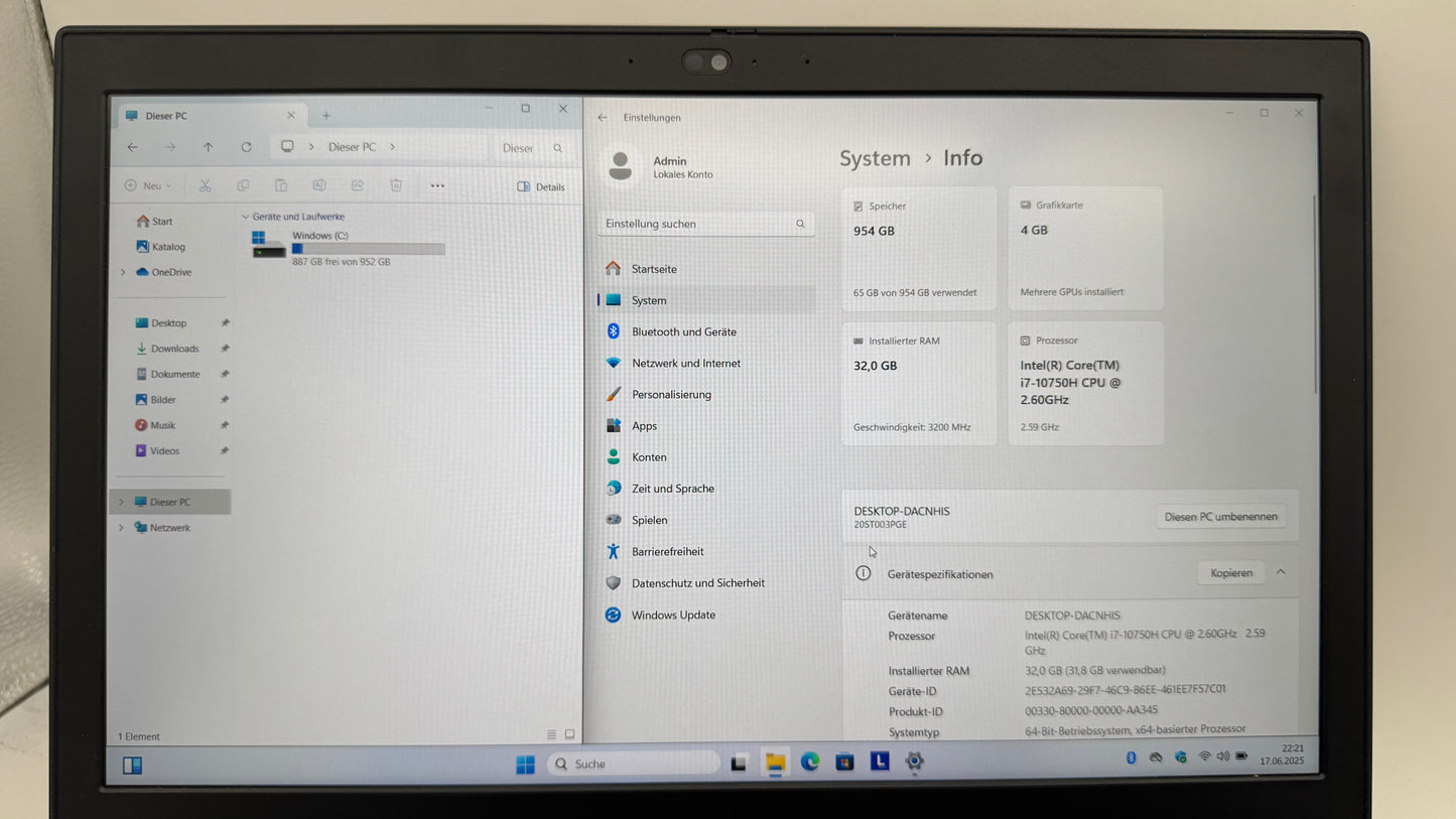 Lenovo ThinkPad P15 i7-10750, 32GB RAM 1TB, Quadro T2000 Win 11 Pro
